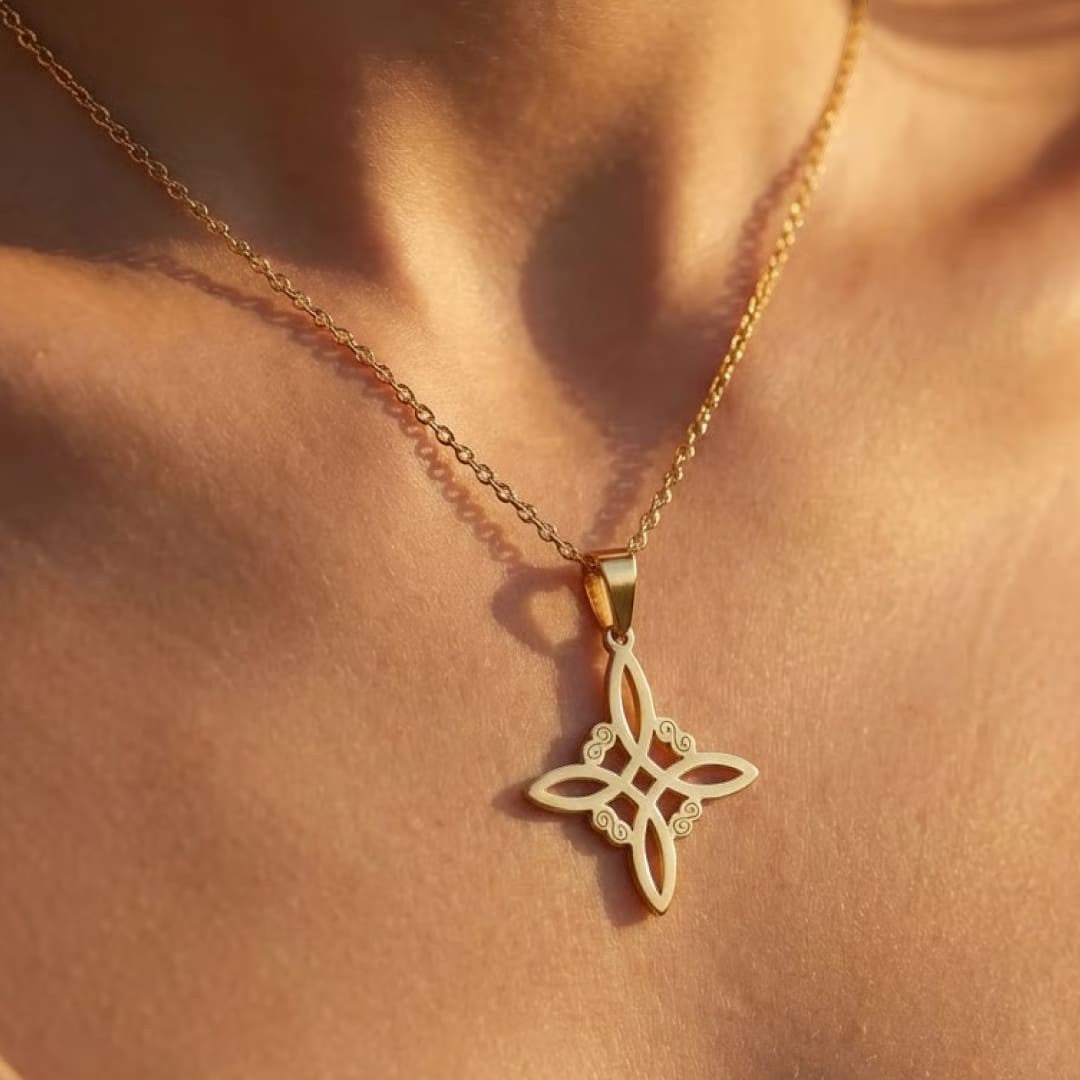 ATELIER-TIBET – Collier Bouclier Mystique - Noeud de Sorcière