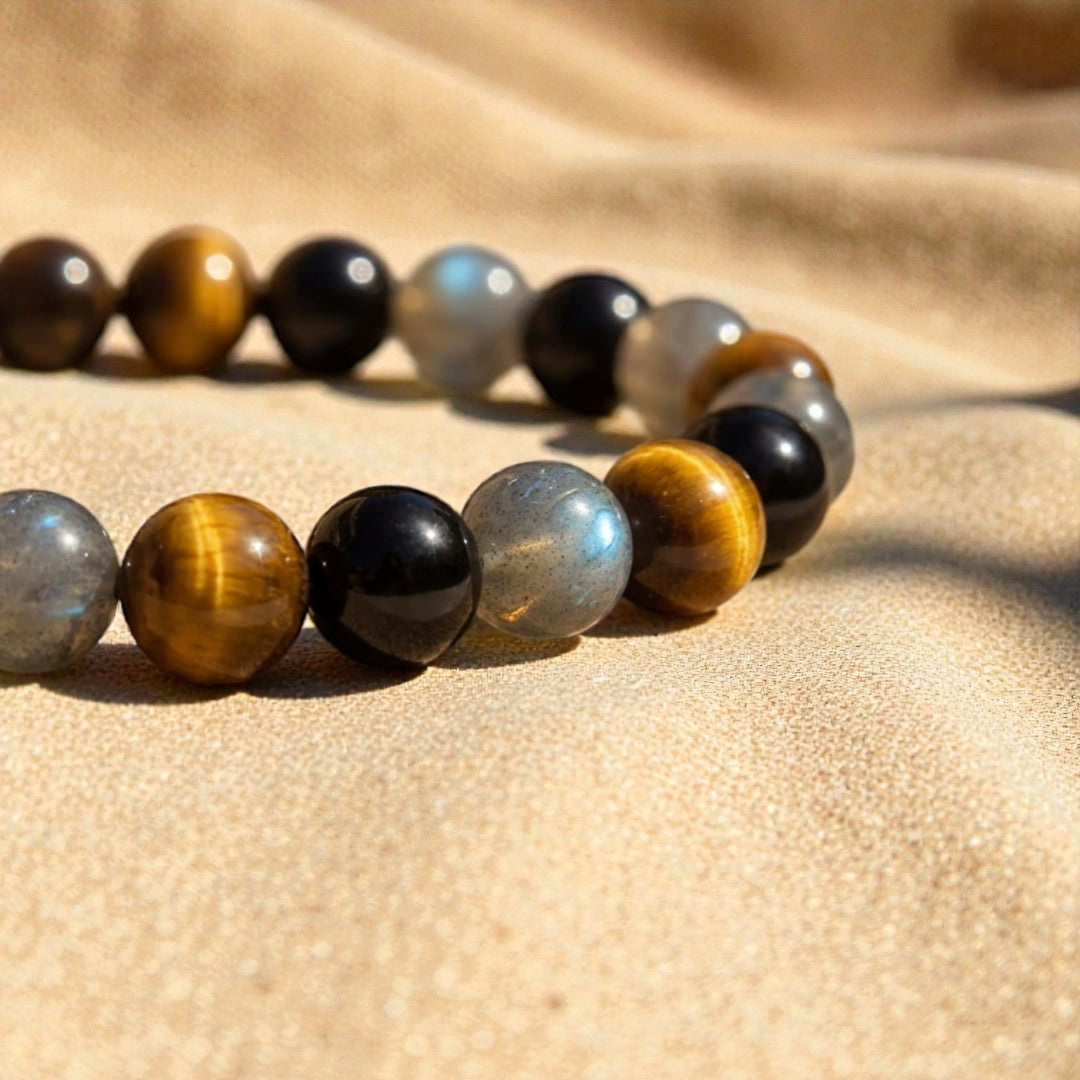 ATELIER-TIBET – Bracelet Protection Ultime en Tourmaline, Oeil de Tigre & Labradorite