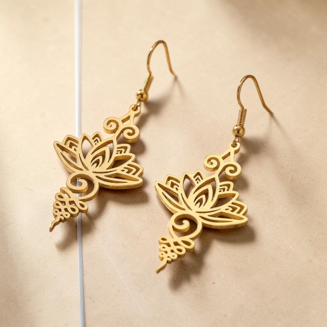 ATELIER-TIBET – Boucles d'Oreilles Lotus Unalome