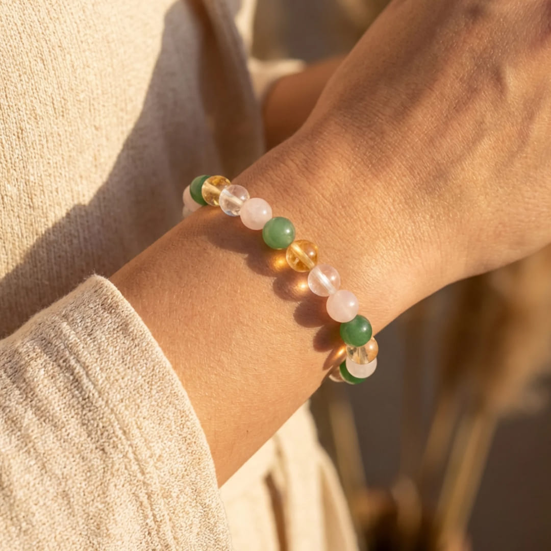 ATELIER-TIBET – Bracelet Chance & Opportunité en Aventurine, Citrine, Quartz Rose & Cristal Clair