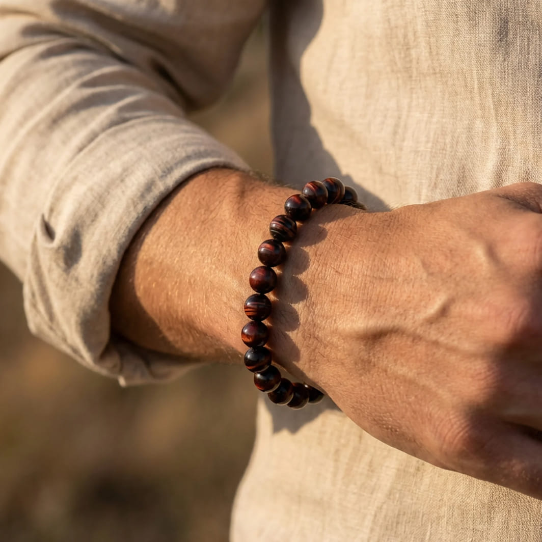 ATELIER-TIBET – Bracelet Bouclier Terrestre en Œil de Taureau