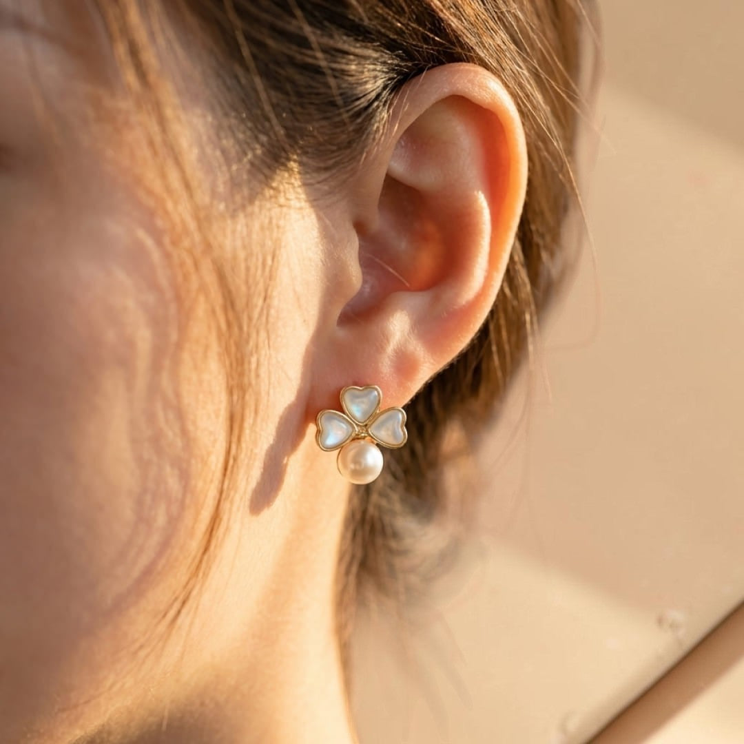 ATELIER-TIBET – Boucles d’Oreilles Chance Apaisante en Nacre