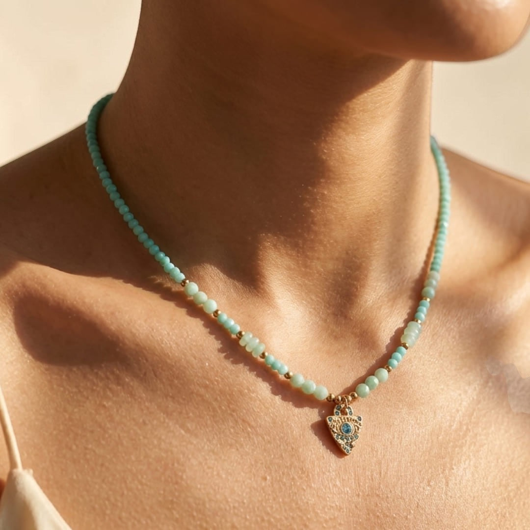 ATELIER-TIBET – Collier Œil Protecteur en Amazonite