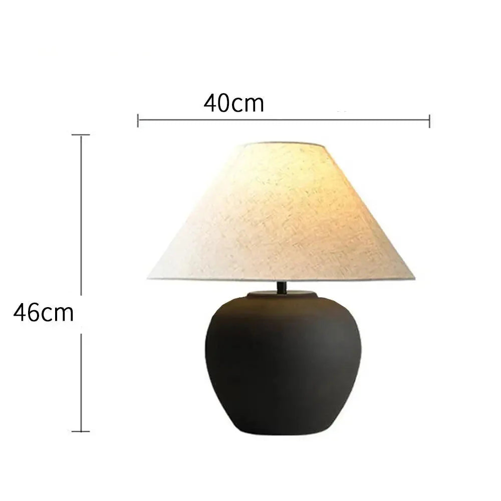 ATELIER-TIBET – Lampe de Table Japonaise en Céramique & Tissu