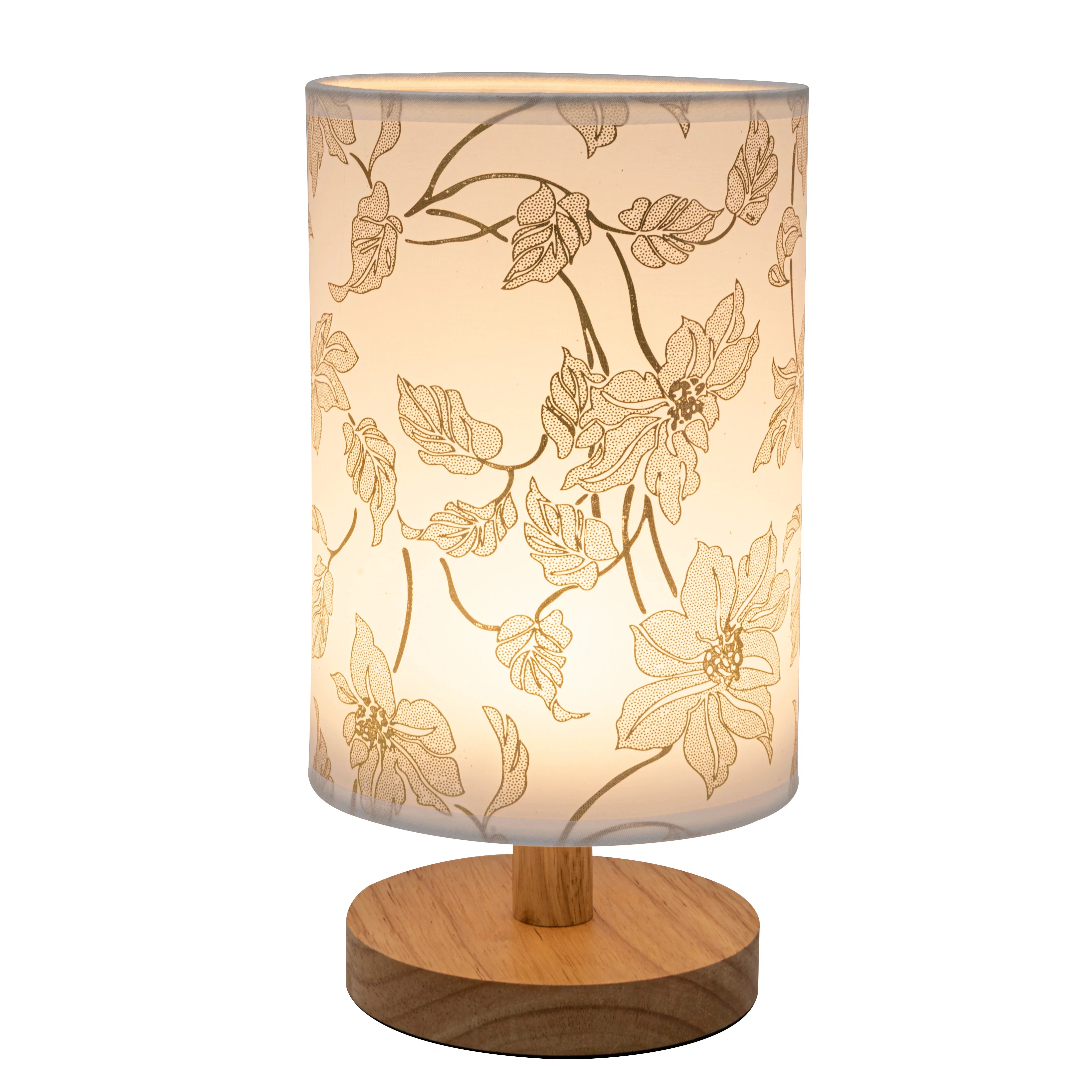 ATELIER-TIBET – Lampe de Chevet Florale en Bois & Tissu, Lumière LED Douce et Apaisante