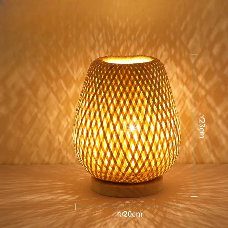 ATELIER-TIBET – Lampe de Table Japonaise Zen en Bambou Naturel, Lumière Douce et Chaleureuse