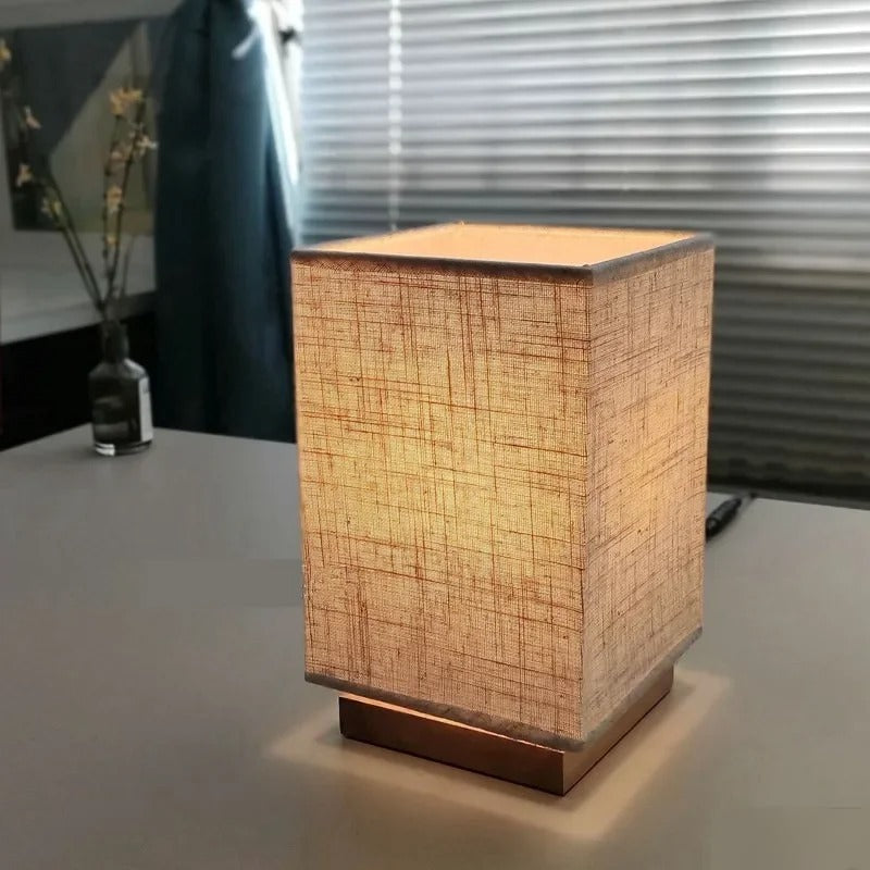 ATELIER-TIBET – Lampe de Table Japonaise en Bois & Métal, Design Minimaliste Zen