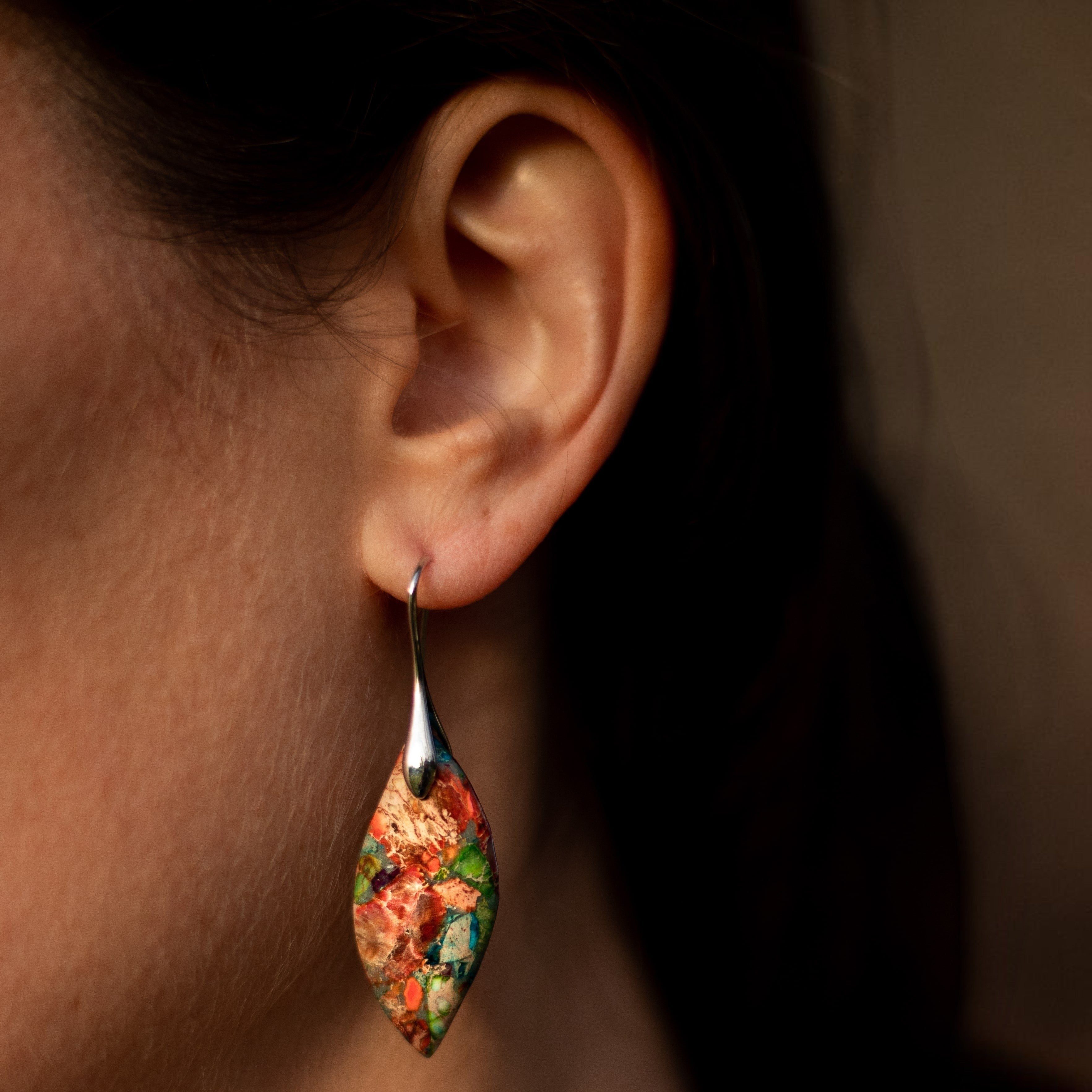 ATELIER-TIBET – Boucles d'Oreilles Arlequin en Jaspe