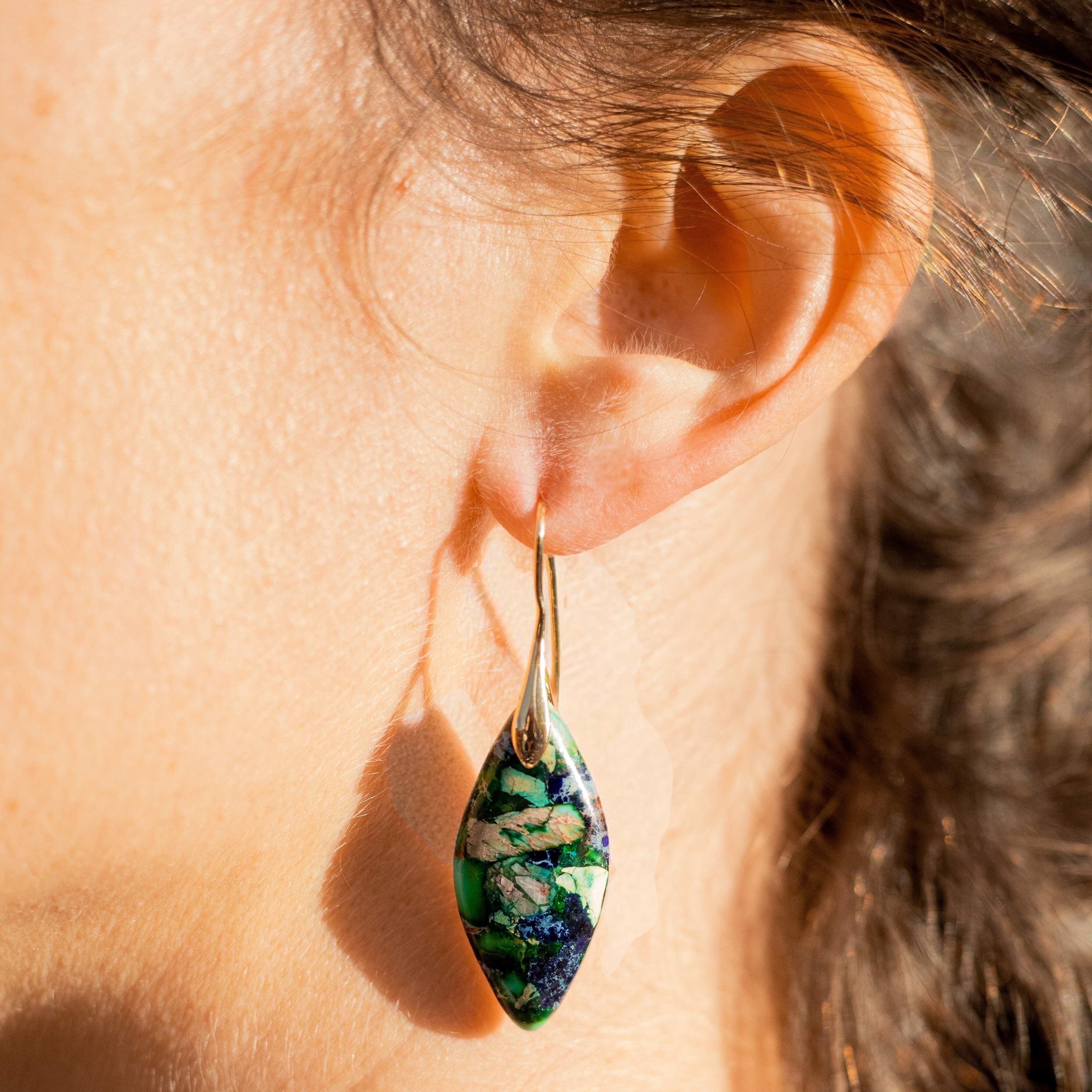 ATELIER-TIBET – Boucles d'Oreilles Rhéa en Jaspe