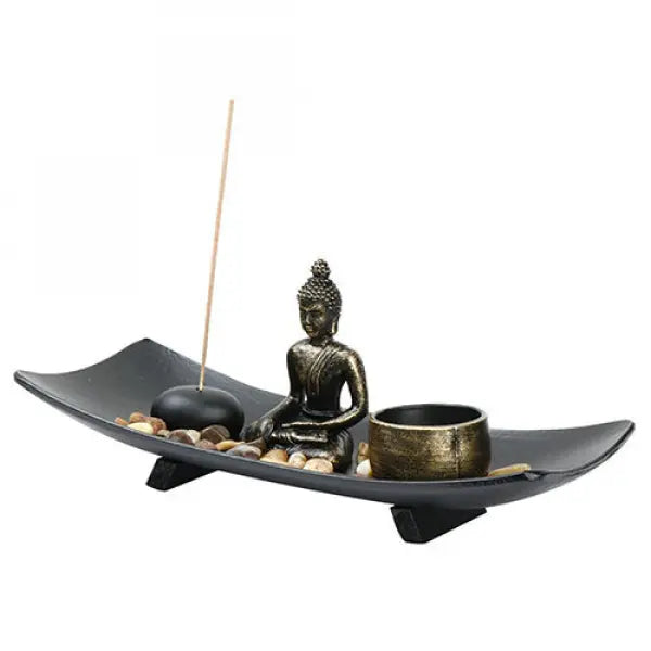 ATELIER-TIBET – Porte-Encens Zen Bouddha avec Plateau Décoratif