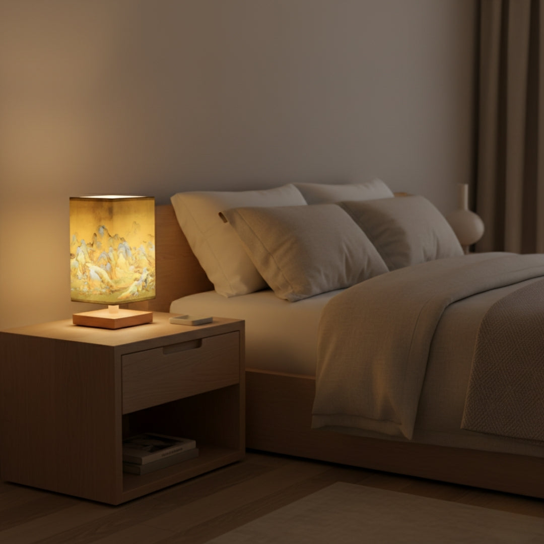 ATELIER-TIBET Lampe de Chevet Japonaise Scandinave – Éclairage Doux & Ambiance Zen pour Chambre et Salon