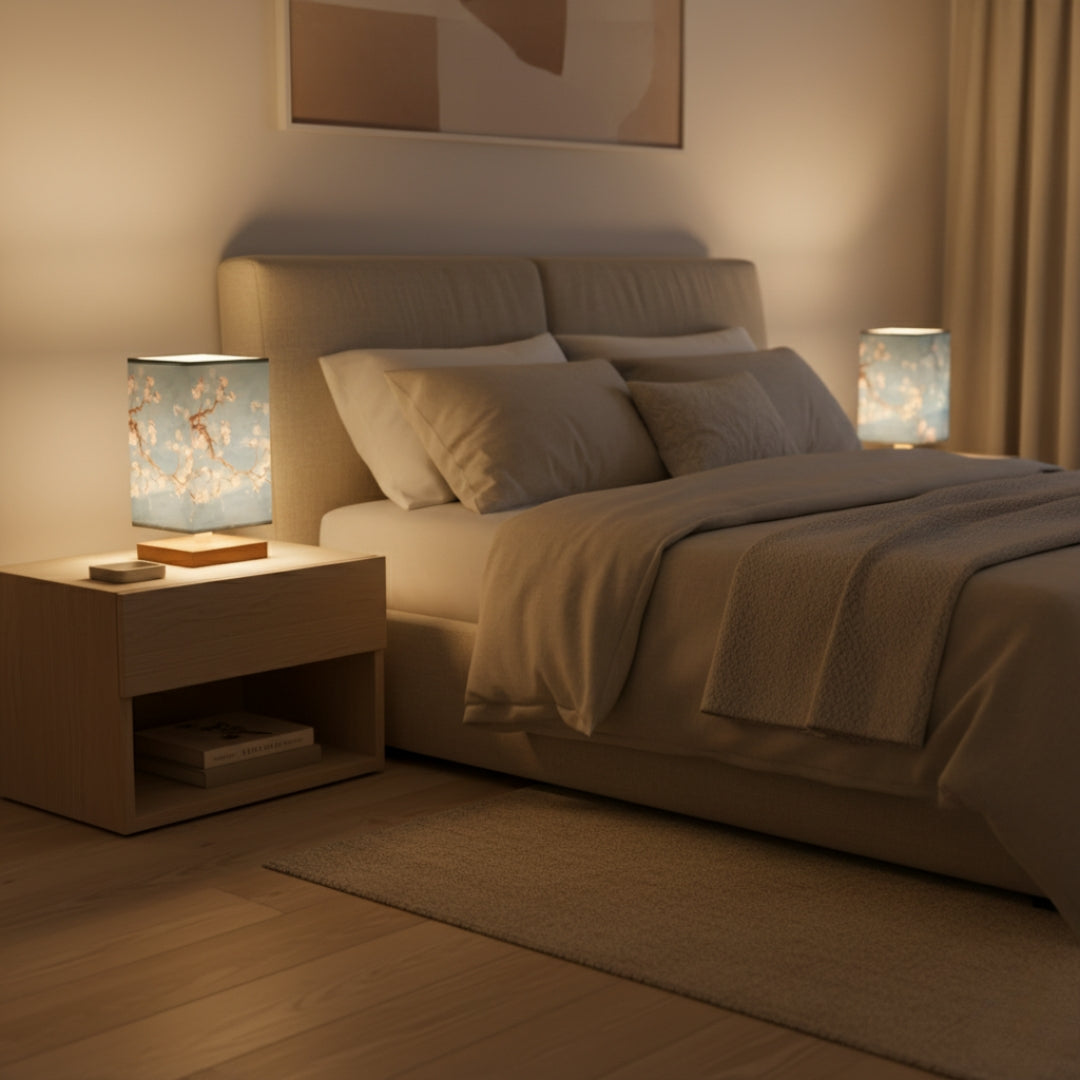 ATELIER-TIBET Lampe de Chevet Japonaise Scandinave – Éclairage Doux & Ambiance Zen pour Chambre et Salon