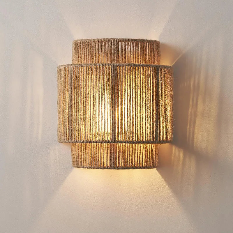 ATELIER-TIBET – Lampe Japonaise en Corde de Chanvre, Suspension Zen à Lumière Douce
