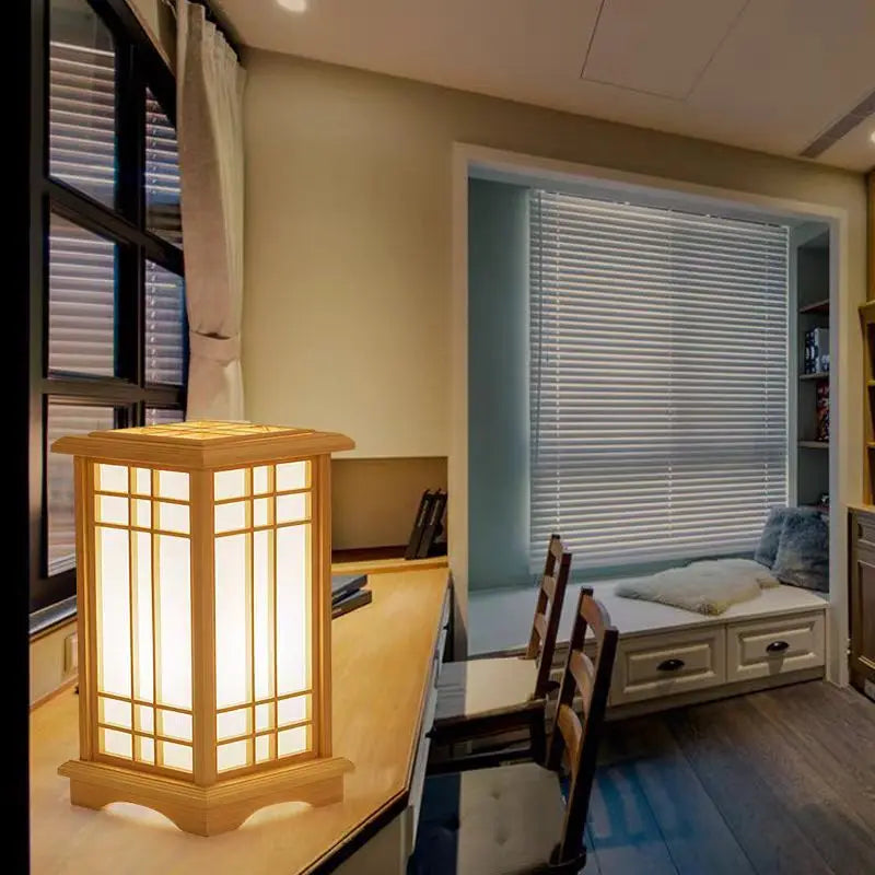 ATELIER-TIBET – Lampe Japonaise en Bois Luminaire Épuré, Lumière Douce et Ambiance Zen