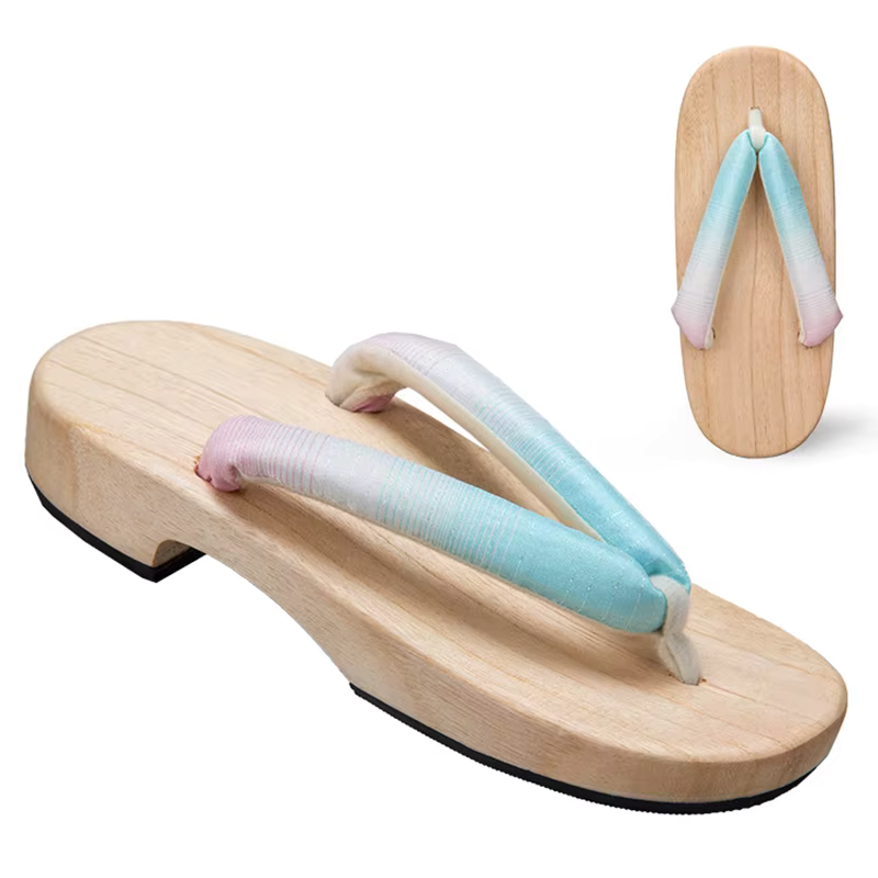 ATELIER-TIBET – Sandales Geta Dégradées en Bois Naturel & Coton