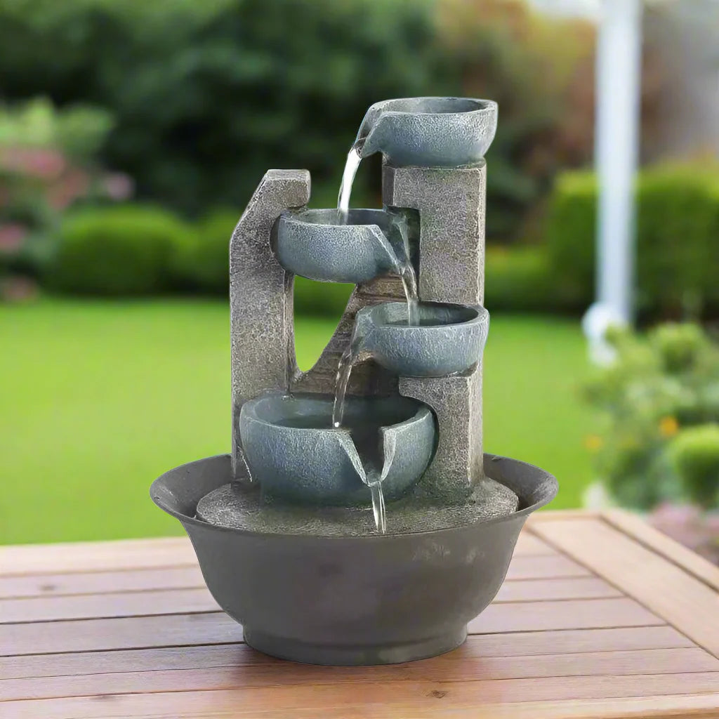 ATELIER-TIBET – Fontaine à Eau Cascade d’Intérieur Minimaliste en Résine & ABS avec Pompe Silencieuse