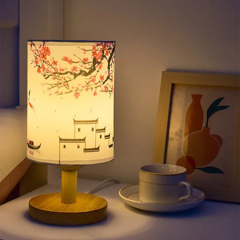 ATELIER-TIBET – Lampe Japonaise en Tissu & Bois, Lumière Douce et Ambiance Zen