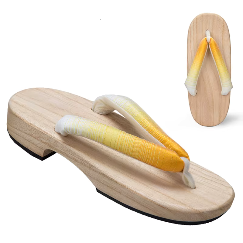 ATELIER-TIBET – Sandales Geta Dégradées en Bois Naturel & Coton