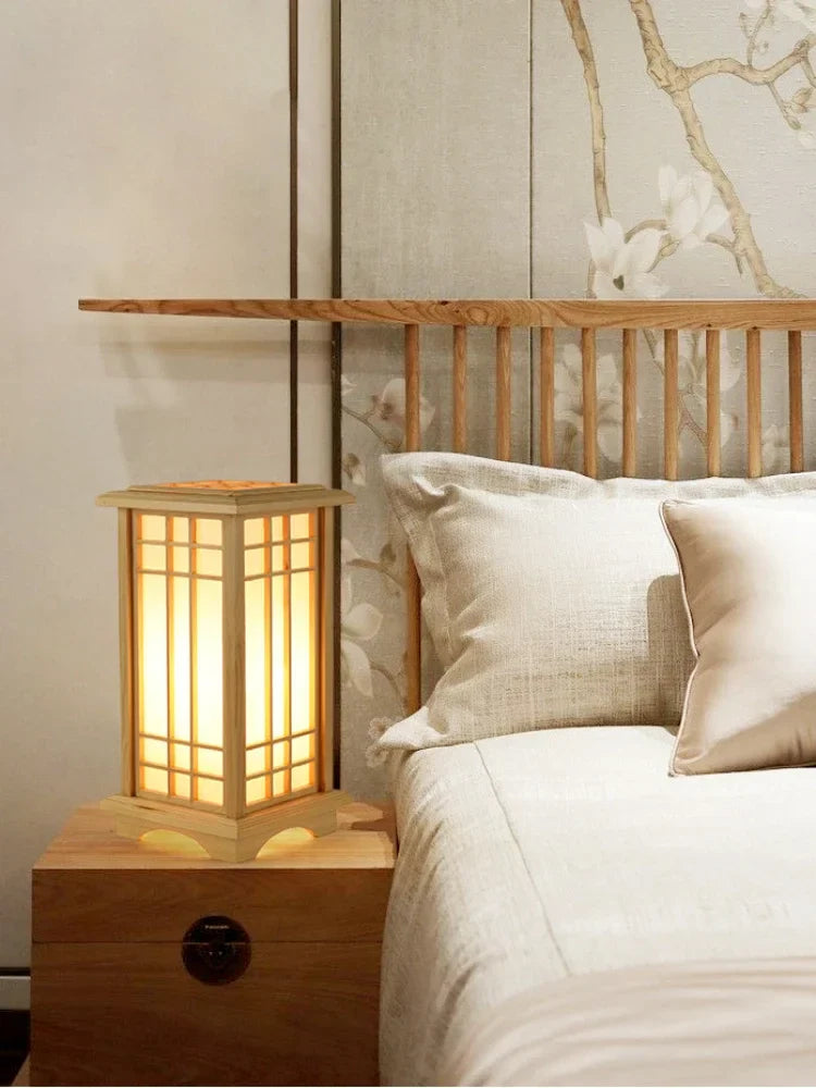 ATELIER-TIBET – Lampe Japonaise en Bois Luminaire Épuré, Lumière Douce et Ambiance Zen