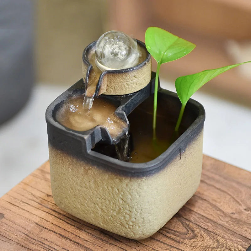 ATELIER-TIBET Mini Fontaine Japonaise en Céramique – Sérénité Zen et Élégance Intemporelle