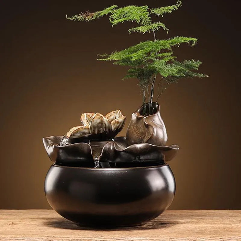 ATELIER-TIBET – Fontaine Japonaise de Lotus en Céramique