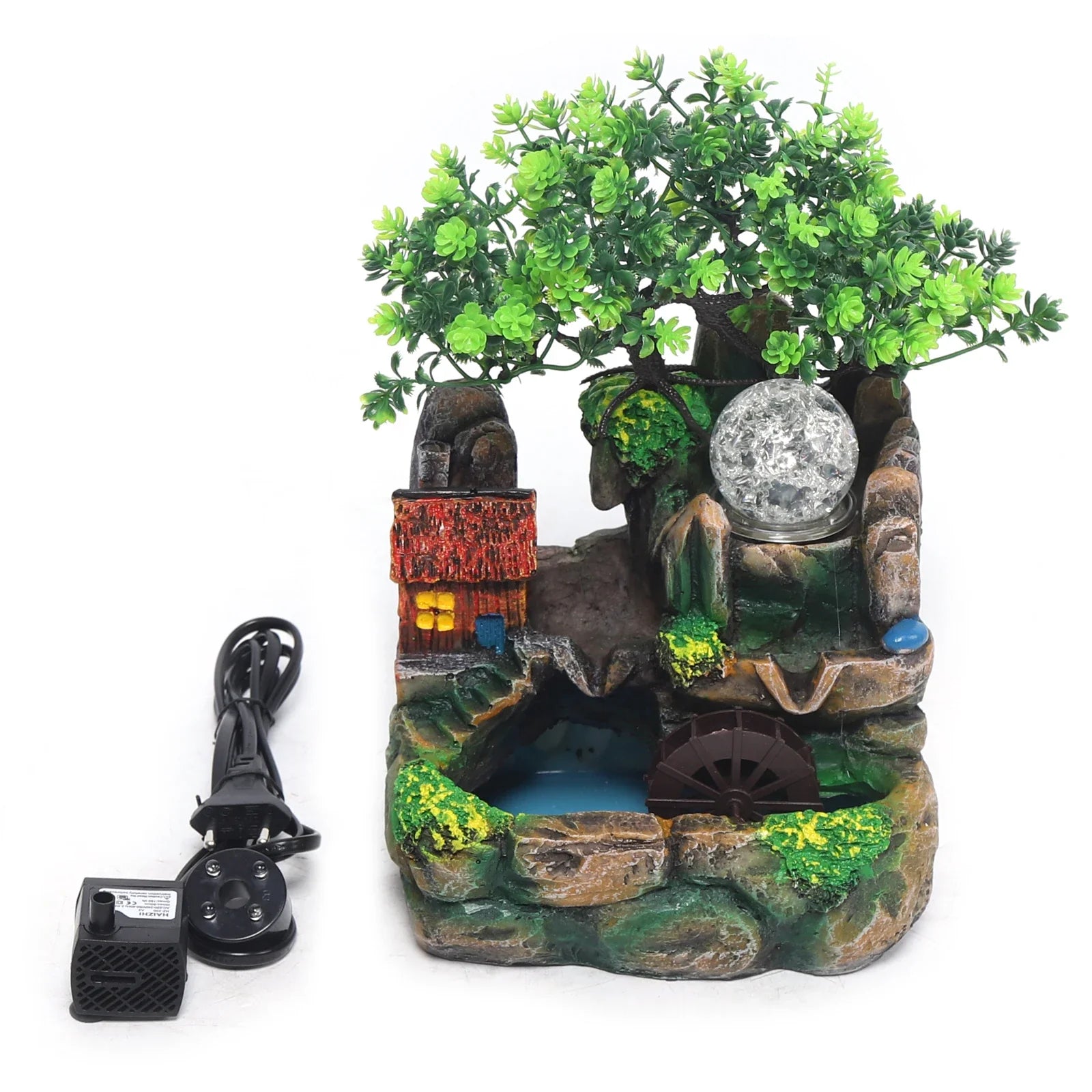 ATELIER-TIBET – Fontaine Japonaise d’Extérieur avec Brume, LED et Arbre Décoratif