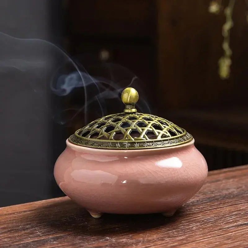 ATELIER-TIBET – Brûleur d’Encens en Céramique Bouddhiste, Sérénité & Élégance