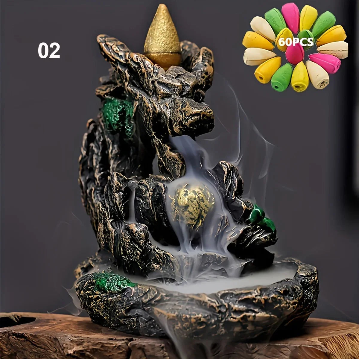 ATELIER-TIBET – Brûleur d’Encens à Reflux Montagne Arbre & Rocher