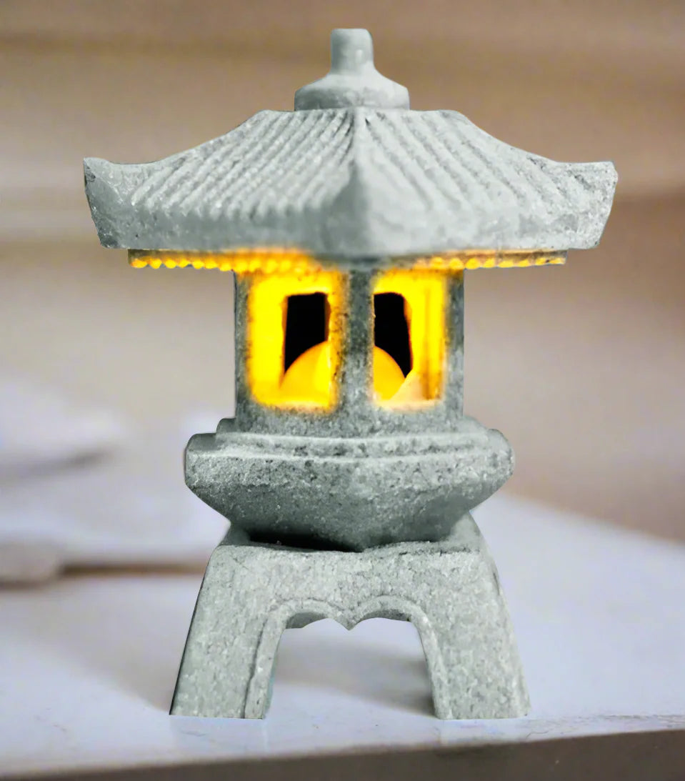 ATELIER-TIBET Mini Statue Lanterne Japonaise en Pierre | Décoration Zen Intérieur & Jardin
