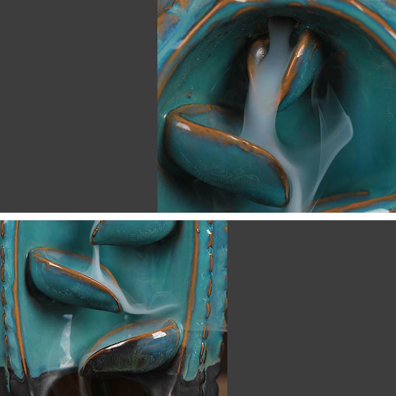 ATELIER-TIBET Brûleur d'encens à reflux en céramique Cactus Healing Smoke Fountain