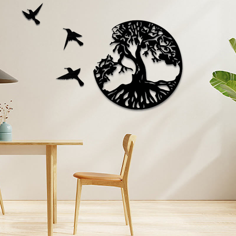 ATELIER-TIBET Arbre de vie Oiseaux Création Art mural