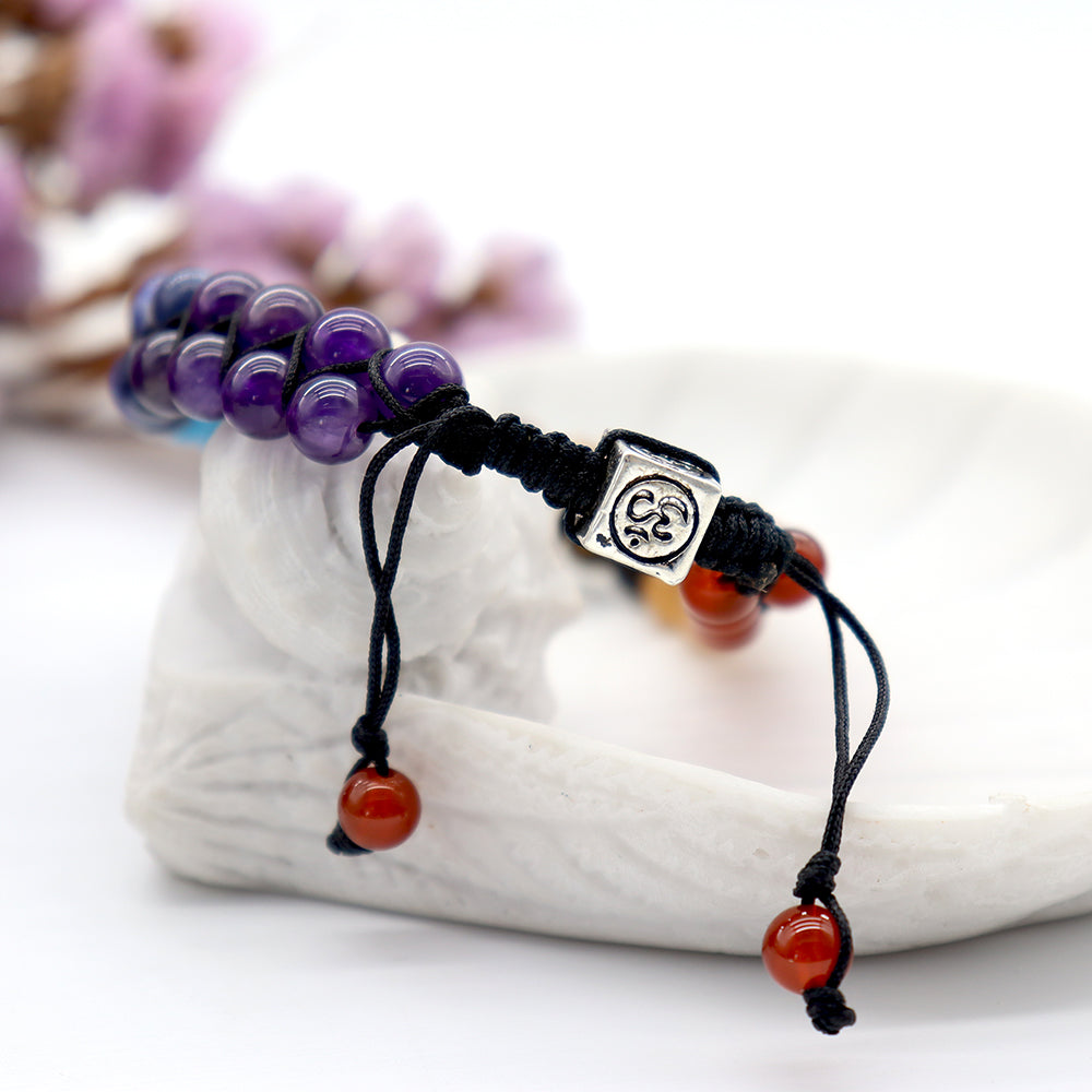ATELIER-TIBET – Bracelet Chakra Ajustable en Pierres Naturelles 6 mm (7 Chakras)