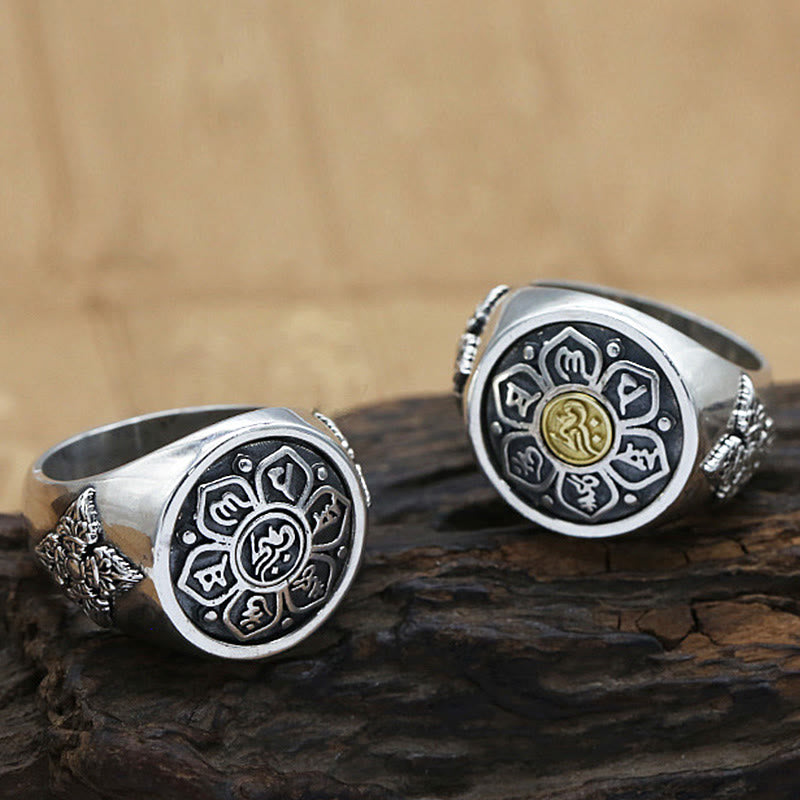 ATELIER-TIBET – Bague Rotative Ajustable Om Mani Padme Hum en Cuivre – Anneau de Méditation Unisexe
