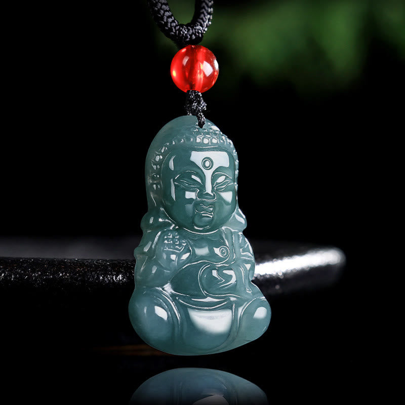 ATELIER-TIBET – Collier Bouddha de la Prospérité en Jade Naturel Ajustable