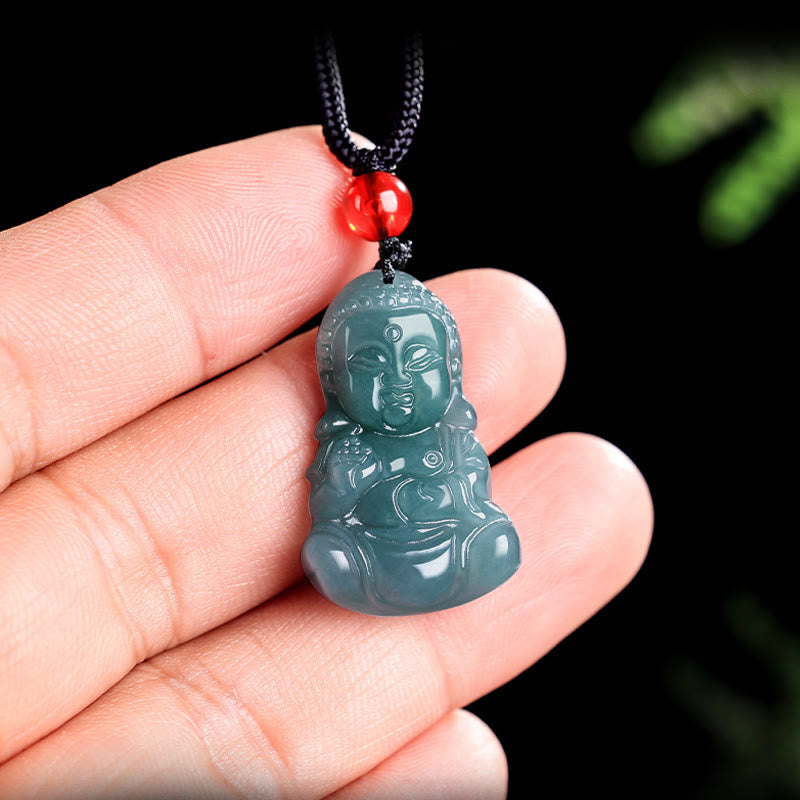 ATELIER-TIBET – Collier Bouddha de la Prospérité en Jade Naturel Ajustable