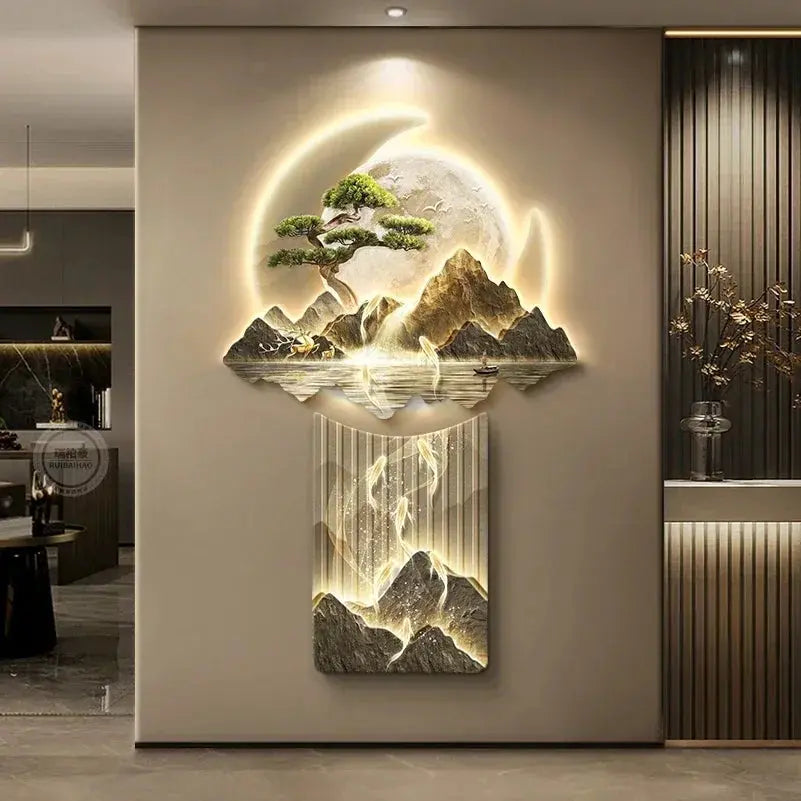 ATELIER-TIBET – Décoration Murale Japonaise Lumineuse Zen aux Poissons