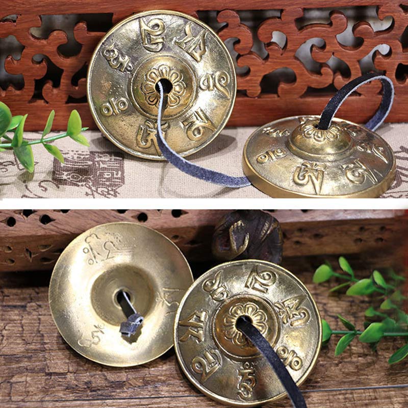 ATELIER-TIBET Tingsha Tibétaine Six Mots Vrais Dragon Cuivre Équilibre Décoration Avec Sac