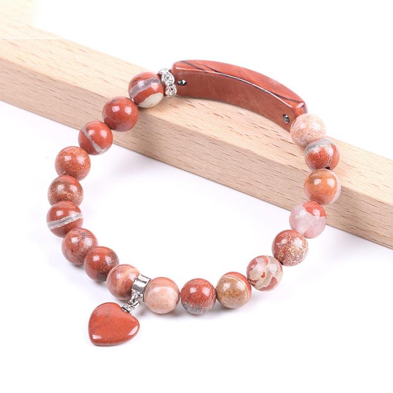 ATELIER-TIBET – Bracelet en Améthyste Naturelle Forme Cœur 8 mm, Perles Artisanales