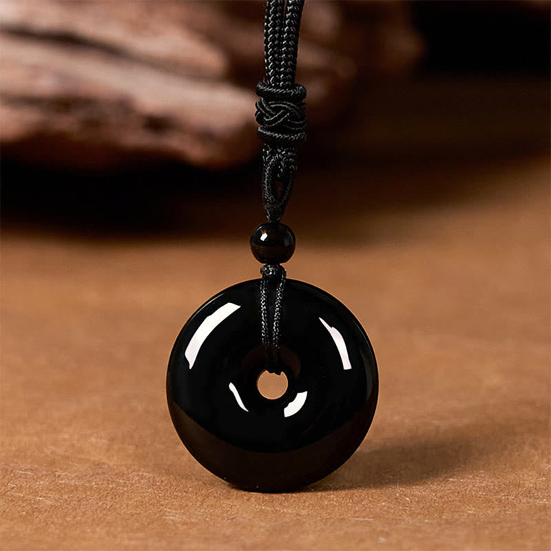 ATELIER-TIBET – Pendentif Boucle de Paix en Obsidienne Noire Naturelle