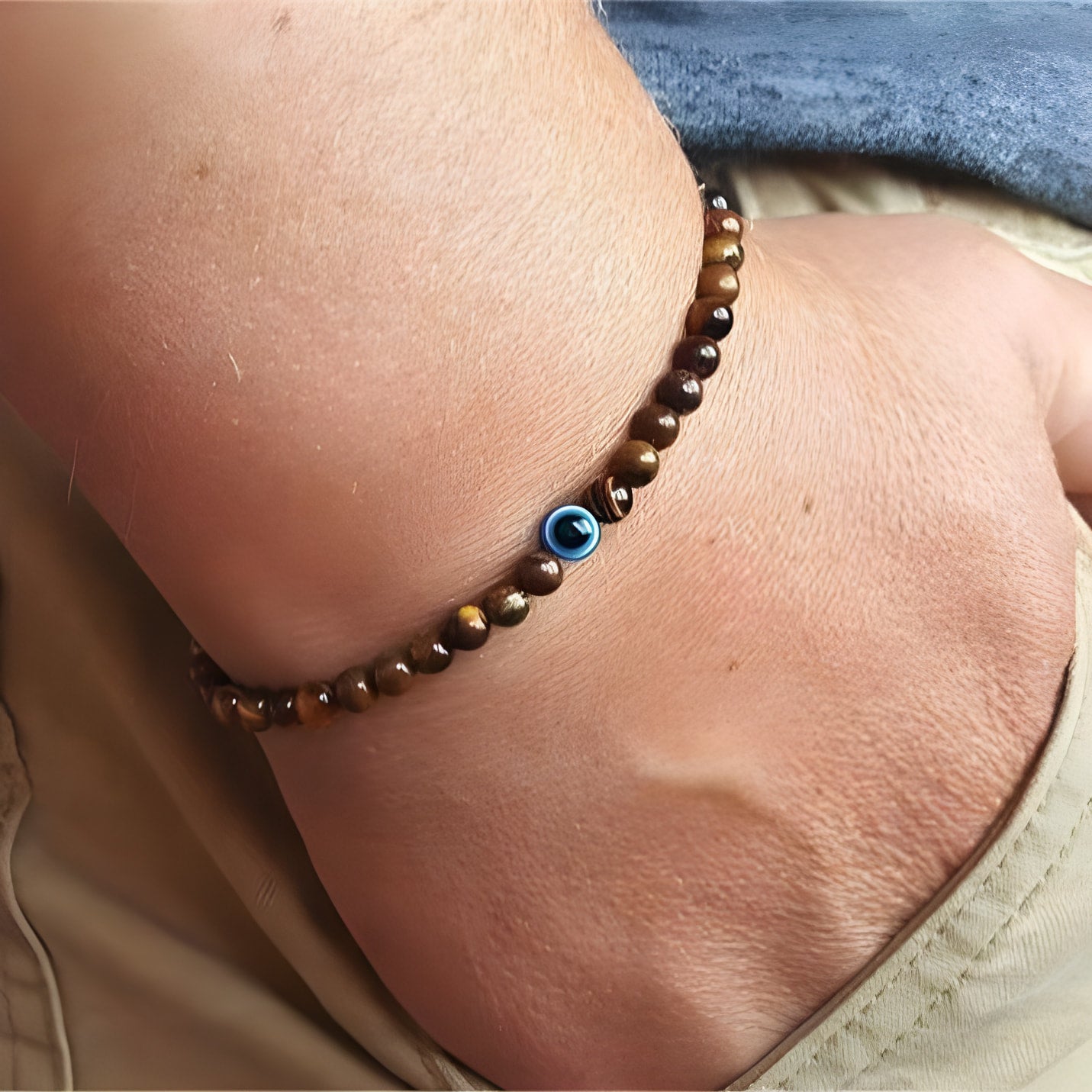 ATELIER-TIBET – Bracelet en Onyx Noir & Symbole du Mauvais Œil (Perles 4 mm)