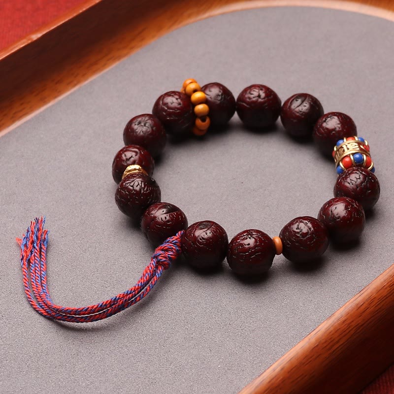 ATELIER-TIBET Bracelet Mala Bodhi 15 mm avec Pompon Traditionnel