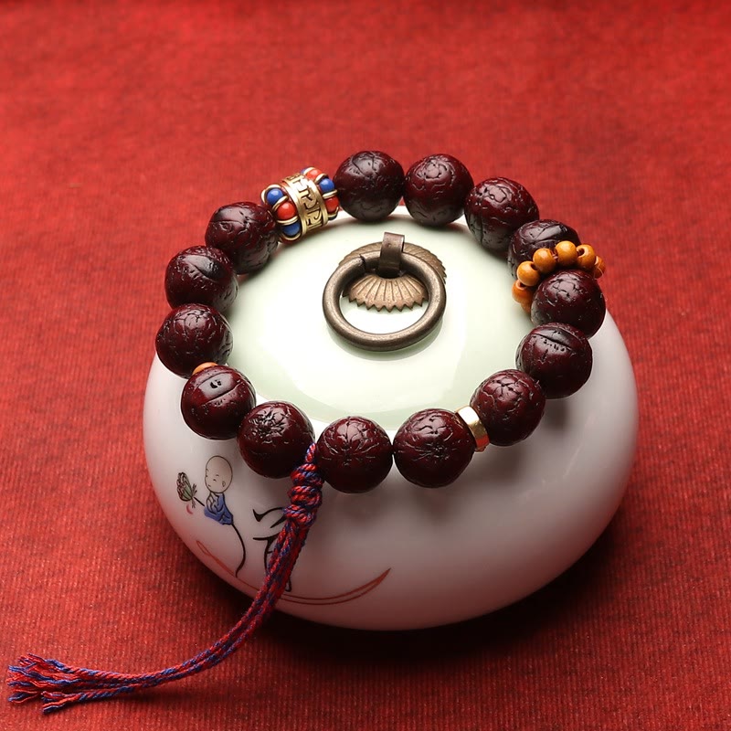 ATELIER-TIBET Bracelet Mala Bodhi 15 mm avec Pompon Traditionnel
