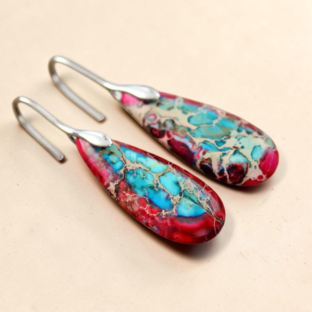 ATELIER-TIBET – Boucles d'Oreilles Larmes en Jaspe