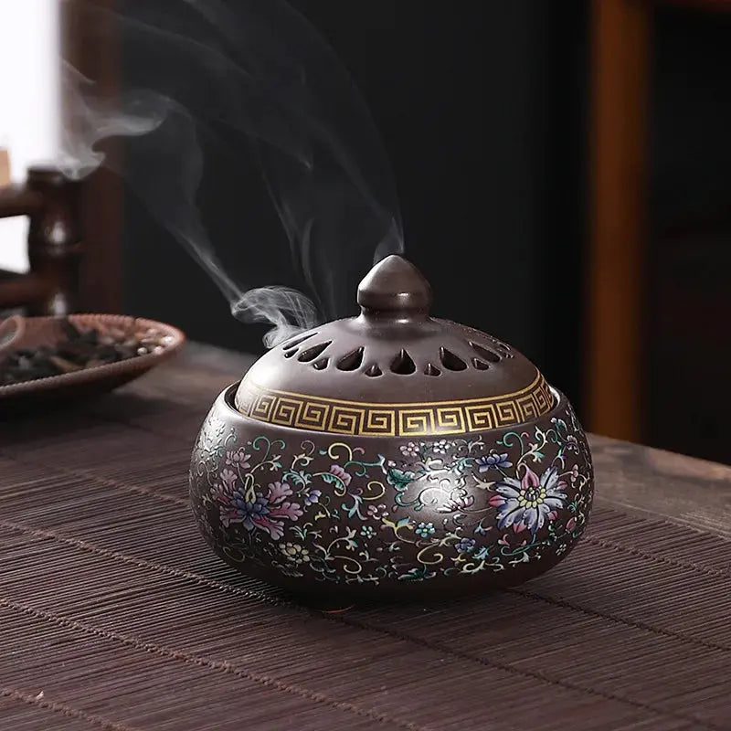 ATELIER-TIBET – Brûleur d’Encens en Céramique Antique, Héritage & Sérénité