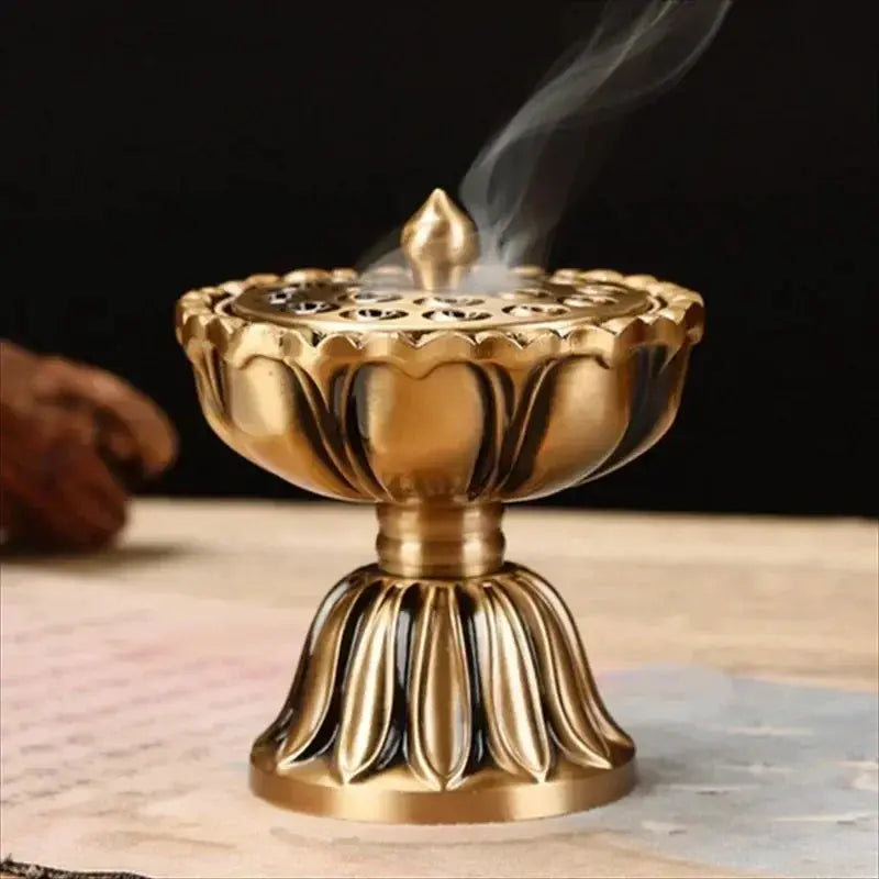 ATELIER-TIBET – Brûleur d’Encens Lotus en Cuivre, Élégance Spirituelle Intemporelle
