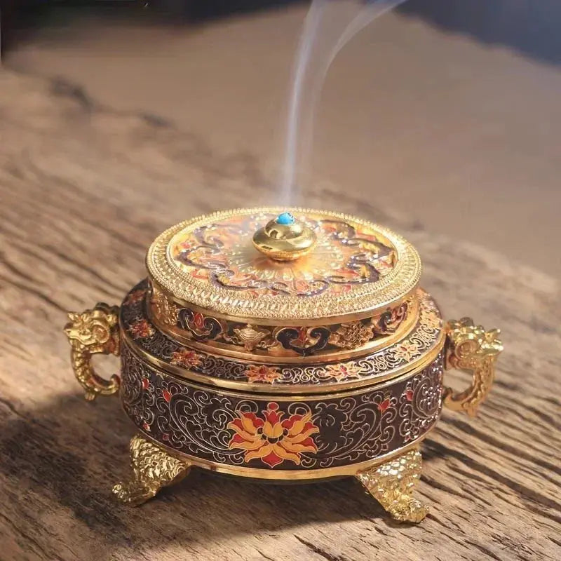 ATELIER-TIBET – Brûleur d’Encens Lotus Émaillé, Élégance & Apaisement
