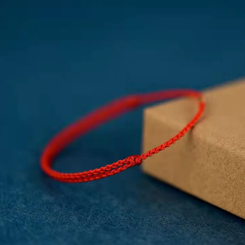 ATELIER-TIBET – Bracelet / Chevillère Fil Rouge & Perles Dorées en Argent Sterling 925