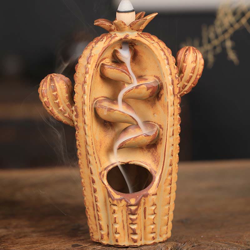 ATELIER-TIBET – Porte-Encens Cactus à Reflux en Céramique 12,5 cm Relaxation