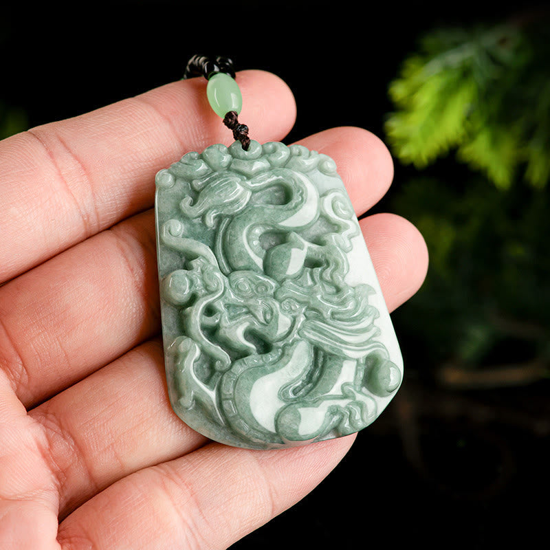 ATELIER-TIBET – Collier Dragon du Zodiaque Chinois en Jade Naturel