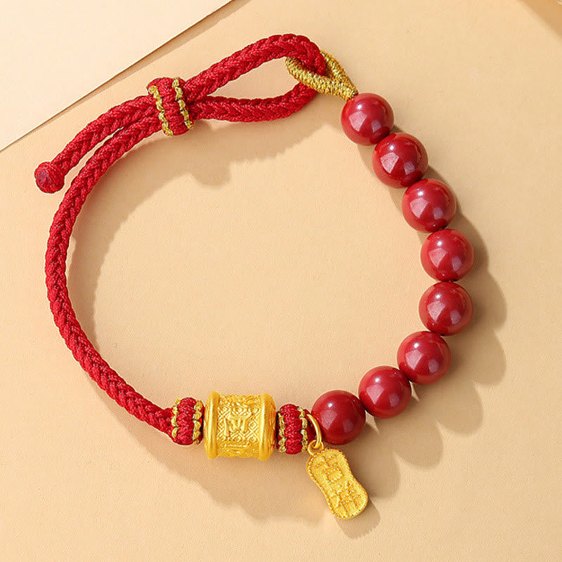 ATELIER-TIBET Bracelet Cinabre & Mantra Argent 999 – Ancrage & Intention